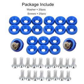 20PCS Aluminum Fender Bumper Washers M6x20mm CNC Billet Bolt Engine Dress Up Kits (Blue)