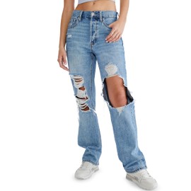 AEROPOSTALE Women's Aero Baggy Jean, Medium Distressed, 12