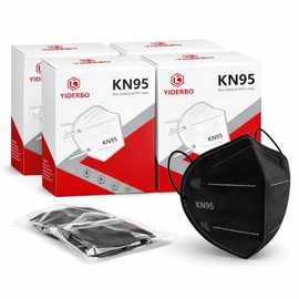 200 Cubrebocas KN95 Negro 5 Capas de Protección Tapabocas Calidad Premium para Toda la Familia Mascarilla Empaquetada en Bolsa Individual