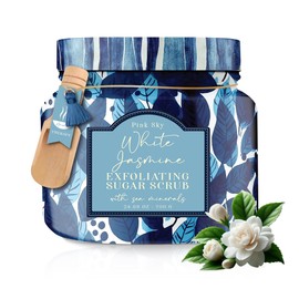 Pink Sky Exfoliating Body Scrub - Ultra Gentle Sugar Scrub for Smooth Skin - Premium Body Scrubs for Radiant, Soft Skin - Ideal Exfoliator for All Skin Types - 700g (White Jasmine, 24.69 Oz)