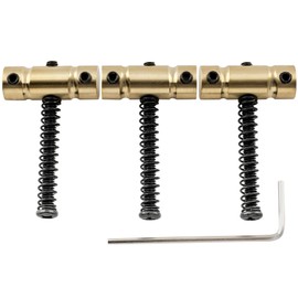 Musiclily Ultra 10.8mm Brass Compensated Bridge Saddles Set Barrel Saddles for Tele TL Electric Guitar Replacement, Black Screws(Set of 3)