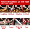 KOSHA Kitchen Knife Set, 9 Piece Knife Set with Block,