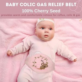 Alivio de Cólicos, Gases y Malestar Estomacal para Bebés - 100% Semillas de Cereza - Bufanda Térmica para el Vientre - Cinturón de Envoltura para Cóli