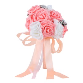 Bridal Bouquet PE Artificial Flowers Bunch for Wedding Stage Office Home DecorationOrange Pink