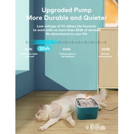 AONBOY Cat Water Fountain Stainless Steel, Ultra Silent 67oz/2L, with LED Light, Activated Carbon Filter, Pet Water Fountain for Cats and Small Dogs