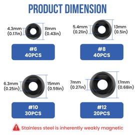 DALQUIS 130 Pcs Stainless Steel Countersunk Finish Washers Kit, #6#8#10#12 Smooth 304 SS Finishing Cups for Woodworking, Furniture & Hardware