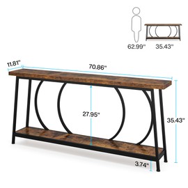 Tribesigns 70.9-Inch Console Table with Storage, Extra Long Entryway Table, Rustic Behind Couch Table, Industrial Sofa Table, Hallway Table Entry Way Table Home Furniture for Entrance, Living Room