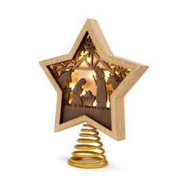 DEMDACO Golden Star Nativity LED 10 x 8.5 MDF Christmas Tree Topper