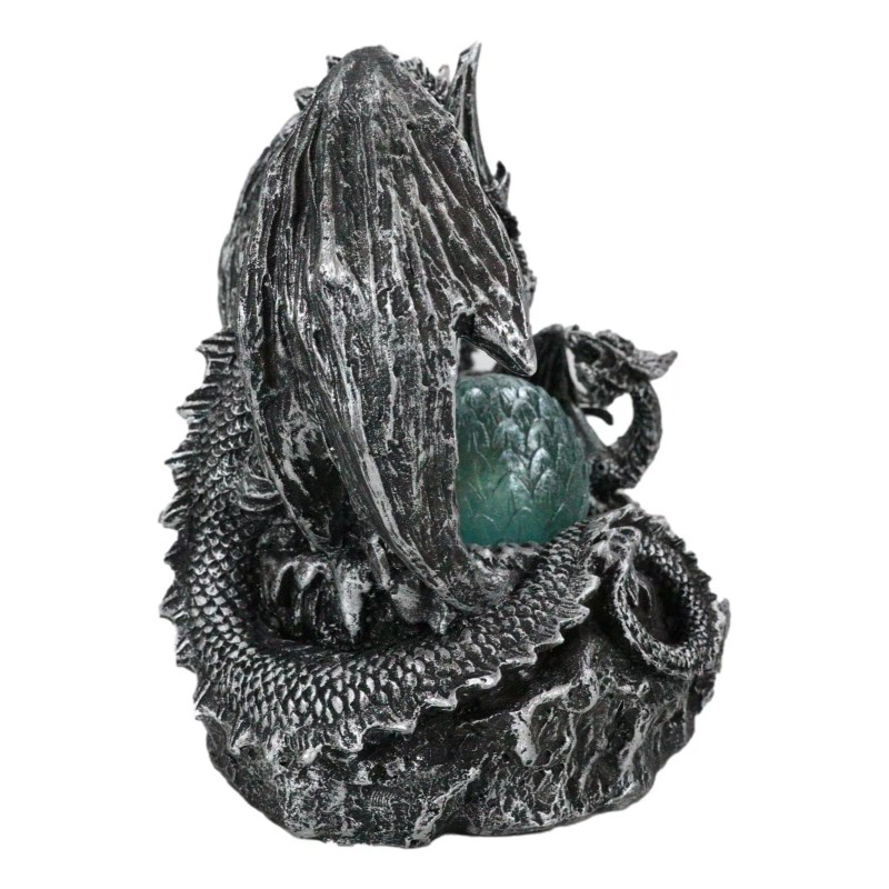 Mother Dragon With Baby Wyrmlings Guarding LED Crystal Egg Night