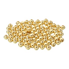 PATIKIL Brass Loose Balls, 100 Pcs 6mm OD 1.5mm ID Smooth Round Spacer Beads for Craft Metal Seamless Ball Beads for Bracelet Necklace Jewelry Making, Golden