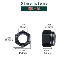3/8-16 Black Hex Lock nut (25 pcs), 304 Stainless Steel 18/8, Nylon Insert Lock nut, Nylock Nuts for Bolts, Fayeploo