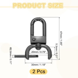 sourcing map 2Pcs Snap Hook Swivel Clasp, 20mm(3/4 Inch) Detachable D-Rings Lobster Clasps, Bag Strap Replacement for Purse Handbags Keychain, Black