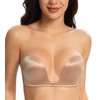 Lemorosy Women's Deep U Plunge Strapless Bra Underwire Low Cut