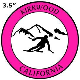Athena Brands Kirkwood, California - Sports Skier - Car Truck Window Bumper Sticker Decal - Hot Pink