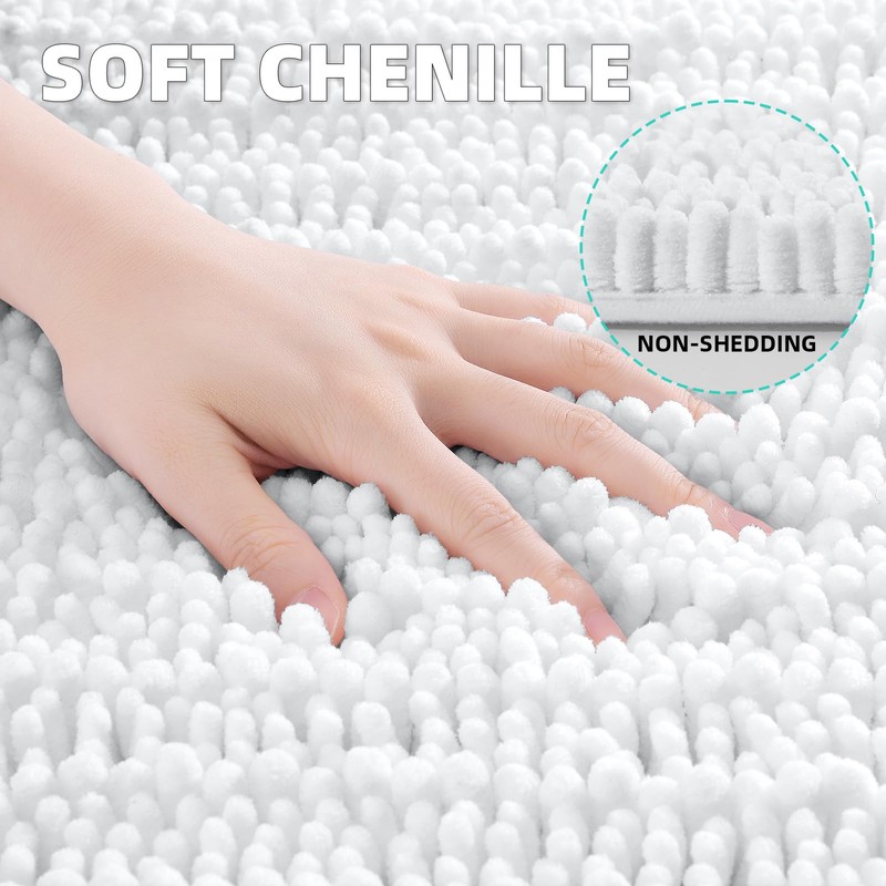 OLANLY Luxury Chenille Bath Mat, Extra Soft Thick Absorbent Shaggy
