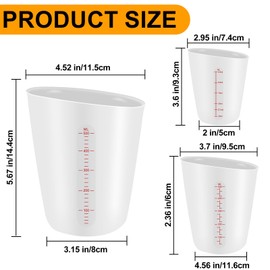 3 PCS Silicone Measuring Cups Flexible Chocolate Melting Cup for Epoxy Resin Butter Chocolate and More Squeeze and Pour Baking Cups with Marking Ounce/ML