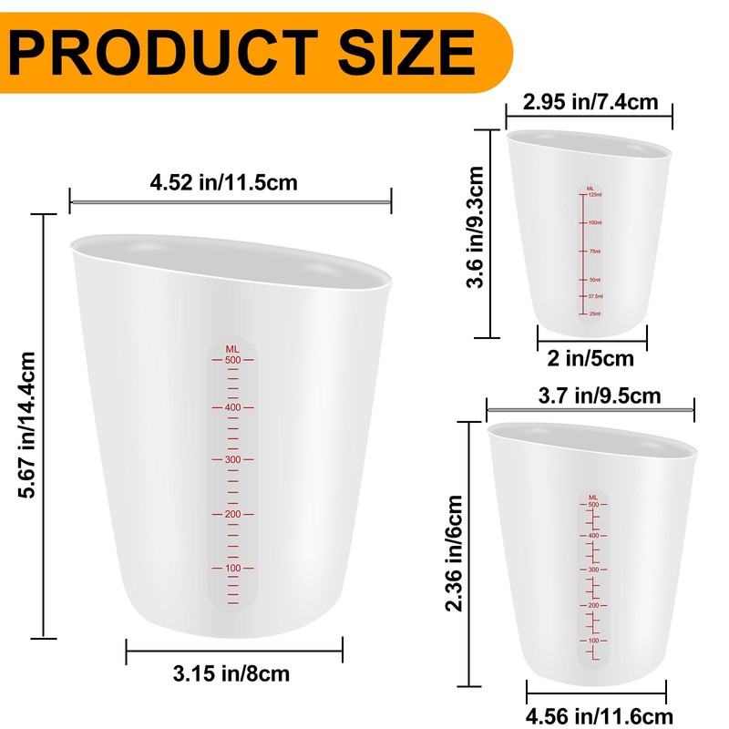 3 PCS Silicone Measuring Cups Flexible Chocolate Melting Cup for