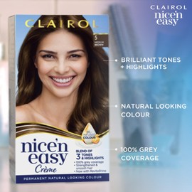 Clairol Nice'n Easy Crème, Natural Looking Oil Infused Permanent Hair Dye, 5 Medium Brown