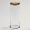 Large Glass Jar with Wood Cover 10" X 4" D