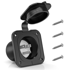 15 Amp Flanged Inlet ETL Listed, 125V NEMA 5-15P RV Shore Power Inlet 2 Pole 3-Wire with Waterproof Cover, Male Inlet Receptacle for RV Trailer Shed Marine Boat Motorhome