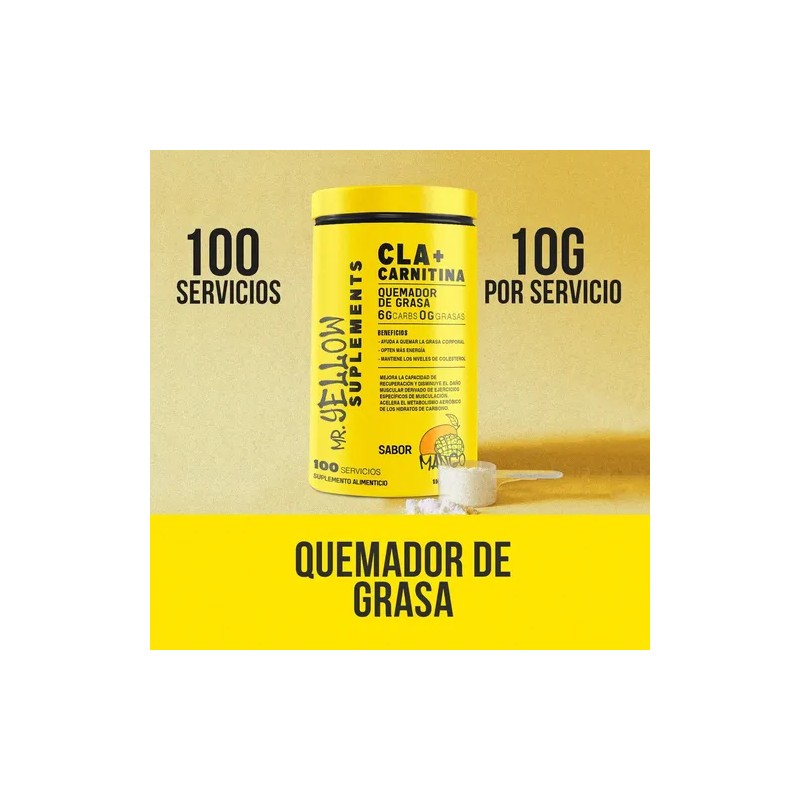 Suplemento Deportivo Mr. Yellow CLA Carnitina 1kg Mango Sin Gluten