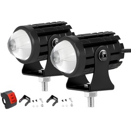 YOLANDA Luces Auxiliares Para Moto, Blanco De 6500 K y Amarillo De 3000 K Doble Color 60w 10000lm Moto Intermitentes, Faros LED Rectangular De Lupa,Luz Antiniebla y Alta/Baja, 2 Unidades