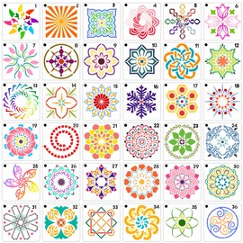 36 plantillas reutilizables de mandala para pintar rocas, lona de madera, tela, vidrio, proyectos de arte de cerámica