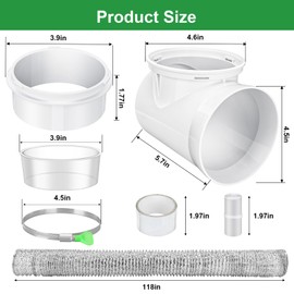 90 Degree Dryer Vent Elbow with 10ft Dryer Hose, Dryer Vent Duct Connector Kit, 90 Degree Dryer Vent Tight-Fit Connector Elbow for 4 Inch Dryer Duct Vent Hose.