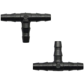 Kalolary 100pcs 1/4" Universal Barbed Tee Fittings, Barbed Connectors Drip Irrigation for 4mm/7mm Water Tube Drip Irrigation Watering System