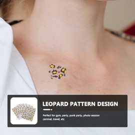 SEWACC 6 Hojas Pegatinas De Oro Con Estampado De Leopardo Calcomanías Temporales Para NiñOs Y Adultos Perfectas Para Fiestas De Halloween Y Maquillaje