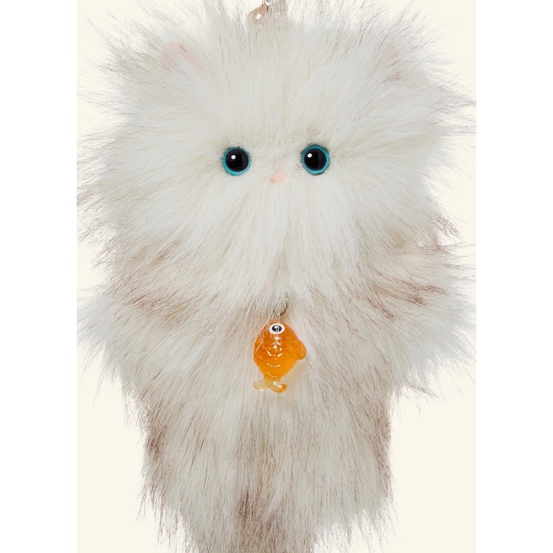 Oyani Keychain Yannie Cat Charm, White, 4.5 inches (11.5 cm)