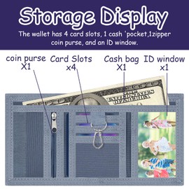 Children's Wallet Boys, Boys Wallet, Neck Pouch Boys, Tri-Fold Purse, Children's Wallet with Velcro Fastening, Drawstring Strap, Note Compartment, Children's Wallet, Gifts for Boys, blue