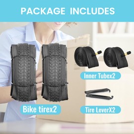 Hycline 2 Pack Bike Tires Set,26x1.95 Inch Folding Replacement Tire Plus 2 Pack 26-inch Bike Tubes and Levers for MTB Mountain Bicycle