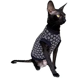 Kotomoda Hairless Cat Cotton Stretch T-Shirt Black Spring for Sphynx Cats