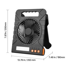 10000mAh Rechargeable Solar Fan with LED Lantern,7 inch Portable Fan Cordless with 4W Foldable Solar Panel,4-Speed& Timer& Quietcolor: Black