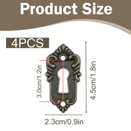 4Pcs Retro Metal Keyhole Cover, Keyhole Plate with Vintage Pattern, Vintage Decorative Keyhole Cover Plate for Cabinets, Drawers, Albums and Book Crafts