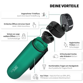 720°Dgree uberBottle Children's Water Bottle, softTouch with Sieve, Leak-Proof, BPA-Free Bottle for School, Sports, Fitness, Tritan Water Bottle, Slim, Lightweight, Shockproof, Reusable – 500 ml