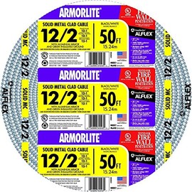 Southwire 68580022 50 ft 12/2 Solid CU MC Lite Cable, Aluminum