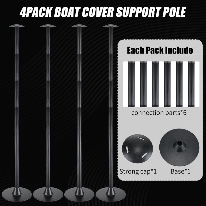 Funtery 4 Pcs Boat Cover Support Pole Adjustable Boat Cover