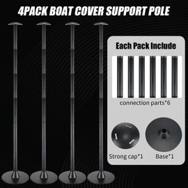 Funtery 4 Pcs Boat Cover Support Pole Adjustable Boat Cover Support System ABS Plastic Pole Jon Accessories for Fishing Bass Pontoon Trailer(Mushroom Top,12-54 in)