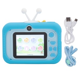 Kids Camera Yellow 2in Screen 12MP Front Rear Lens Video Recording Rich Stickers Filters Toddler Camera for Home Travel