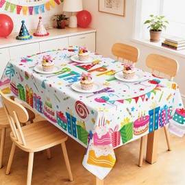 Birthday Gifts Cakes Washable Rectangle Table Cloth 60x120inch