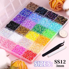 32000 cristales de resina deslumbrantes, gemas multicolor de 3 mm con parte trasera plana para arte de diamantes, kit Bedazzler con 3 pegamento B7000 de 10 ml para manualidades, libros, maquillaje