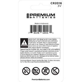 Premium CR2016 Battery 3V Lithium Coin Cell - Japanese Engineered High Capacity Batteries (6 Pack)