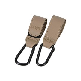 LOAR BABY Stroller Hook, Carabiner, Stroller Goods, Stroller Luggage Rack, Set of 2, Carabiner Hook, Stylish, Synthetic Leather, Gift (Greige)