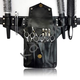 Kassaki Hairdressing Toolbelt Scissor Holster Pouch Bag 10 scissors Holder Stud Belt (Black)