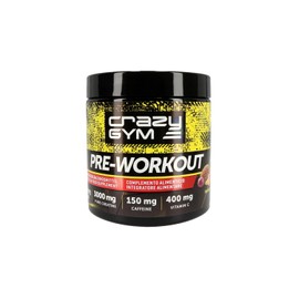 Crazy GYM Pre-Workout - Dietary Supplement with Creatine, Caffeine, Ginseng and Rose Root Extracts, Vitamins C, E, B1, B2, Niacin - (30 Servings) - Pleasant Taste (Tropical Fruits)