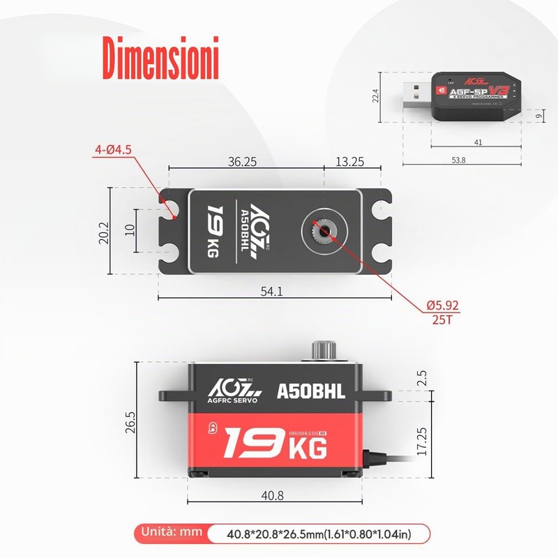 AGFRC Servo digitale programmabile ad alta coppia a basso profilo