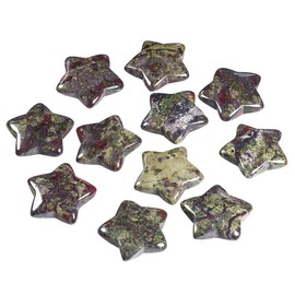 KYEYGWO KYEYGWO 1.2" Carved Healing Crystal Star Stone Reiki Tumbled Polished Pocket Palm Worry Stone for Meditation Yoga Energy Balance, Pack of 6 Dragon Blood Stone