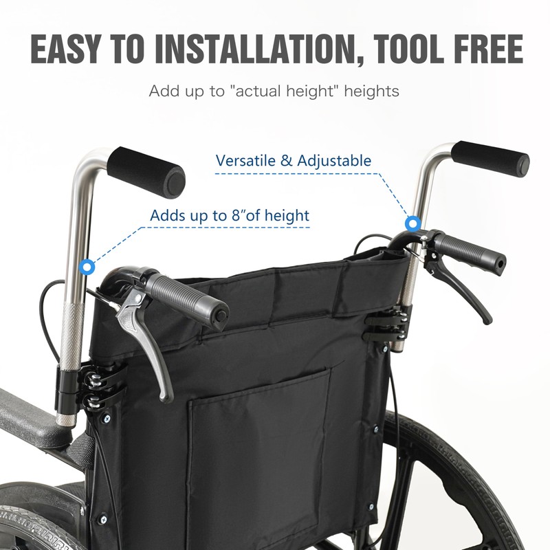 Push Wheelchair Handle Extender (300lbs Weight Capacity), Universal Wheelchair Accessories